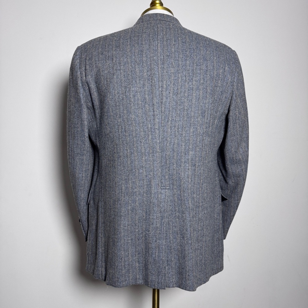 Hart Schaffner & Marx Sport Coat Mens 40R Blue Gray Herringbone Wool Vintage - Picture 3 of 6